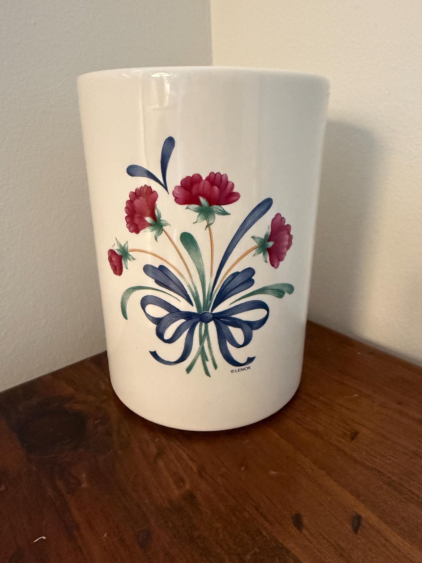 Vintage Lenox Poppies on Blue Utencil Holder