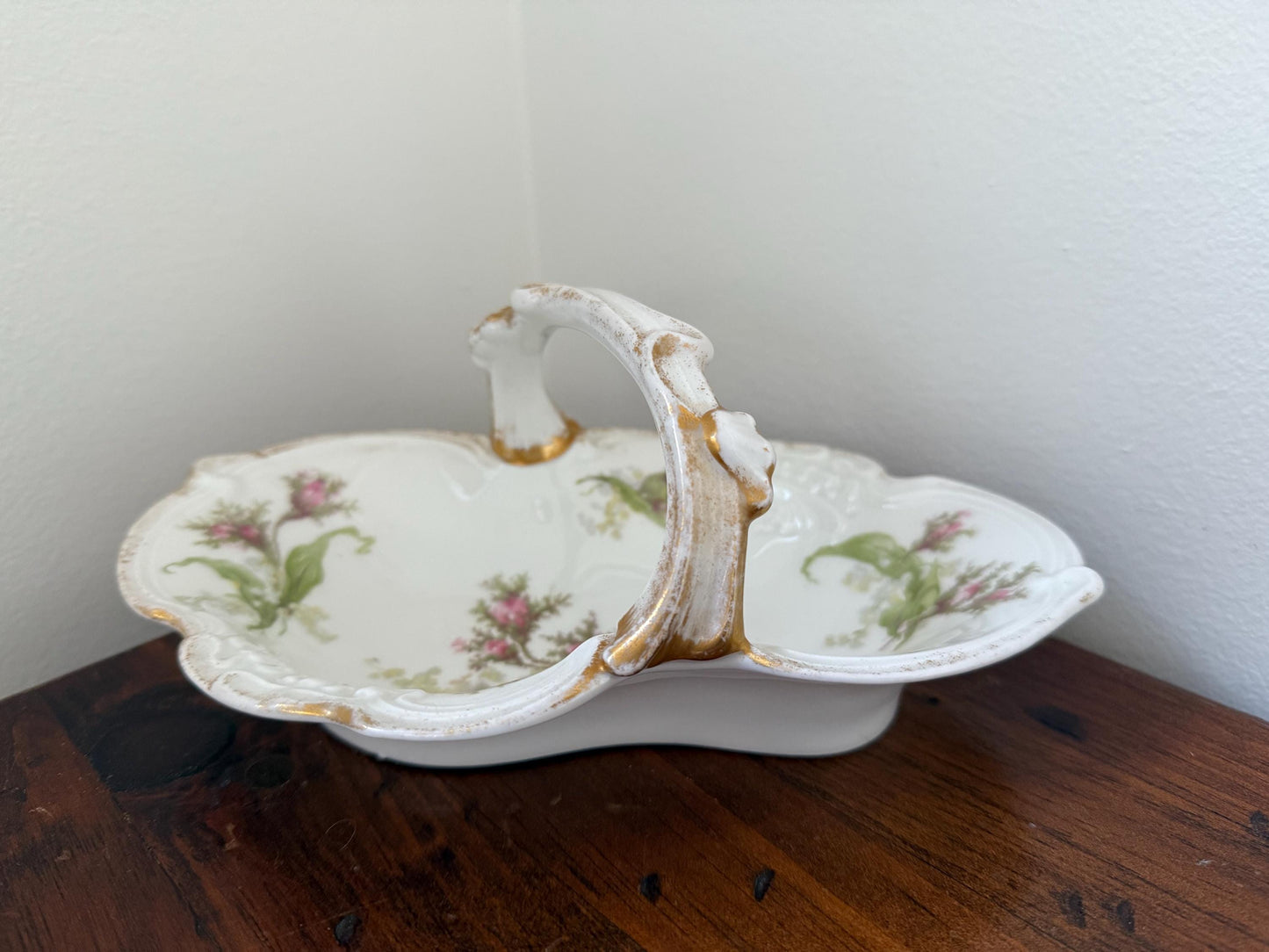 Vintage Haviland Limoges porcelain floral divided serving dish