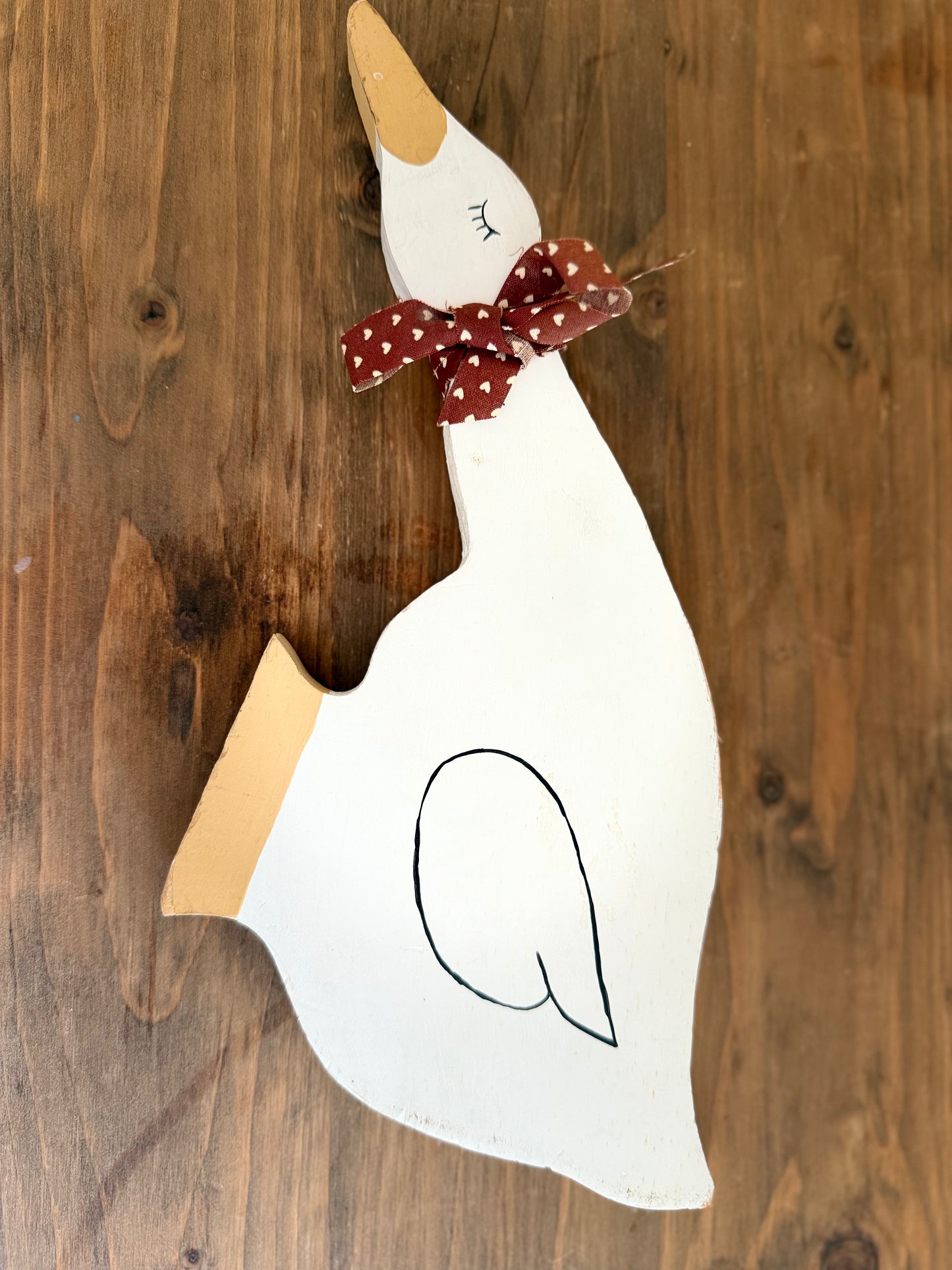 Vintage wood hand painted goose