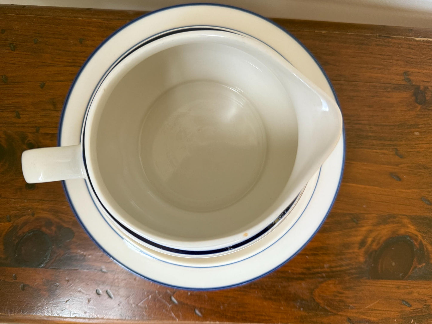 Vintage Stoneware Gravy Boat with Saucer
