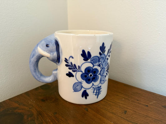 Vintage Delft Blue Elephant Coffee Mug