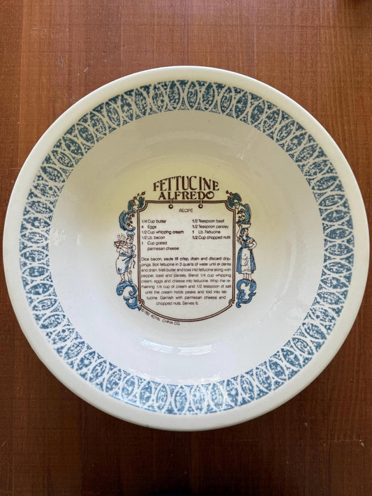 Vintage Fettuccine Alfredo Recipe Serving Bowl by Royal China Company