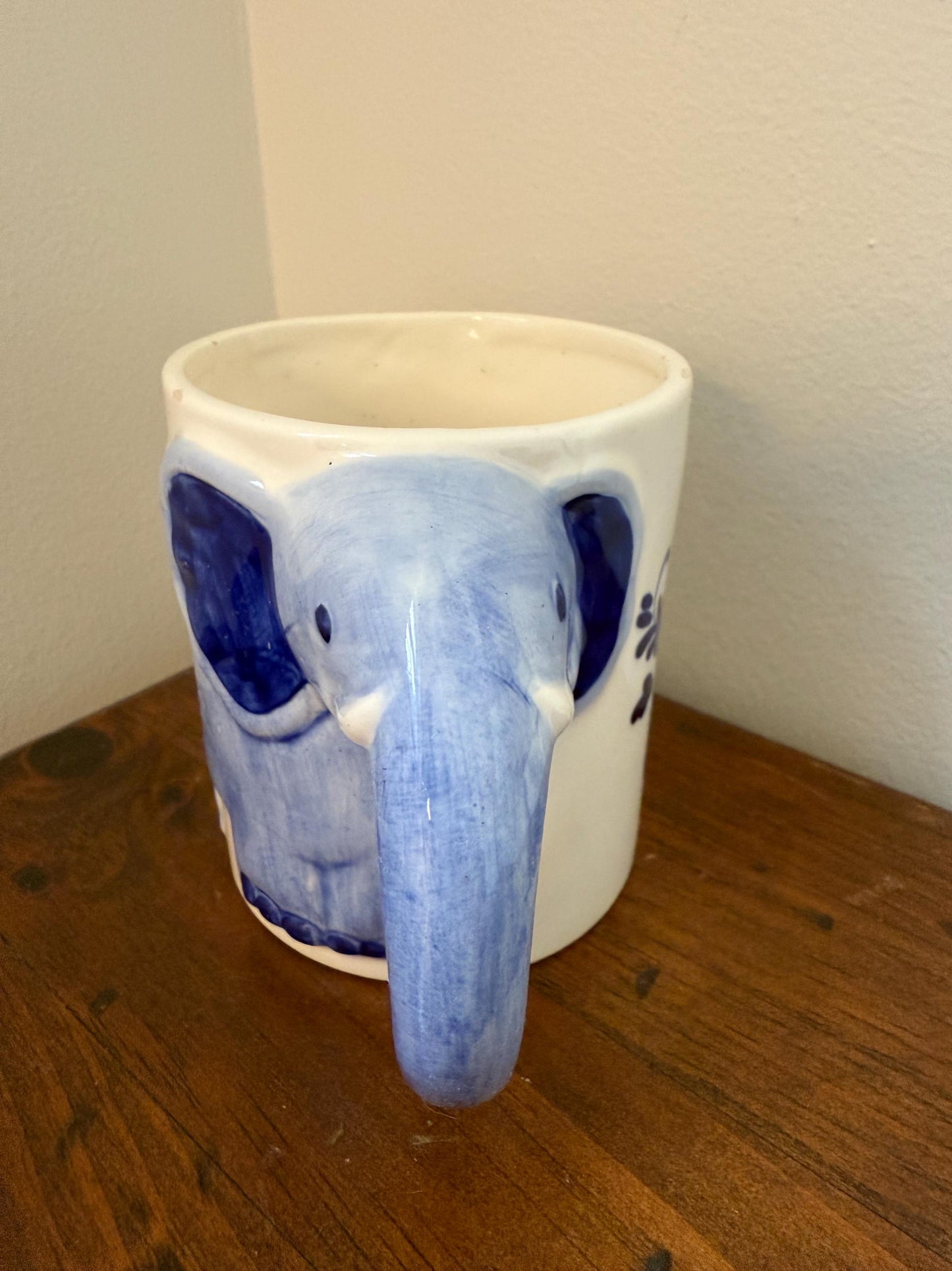 Vintage Delft Blue Elephant Coffee Mug