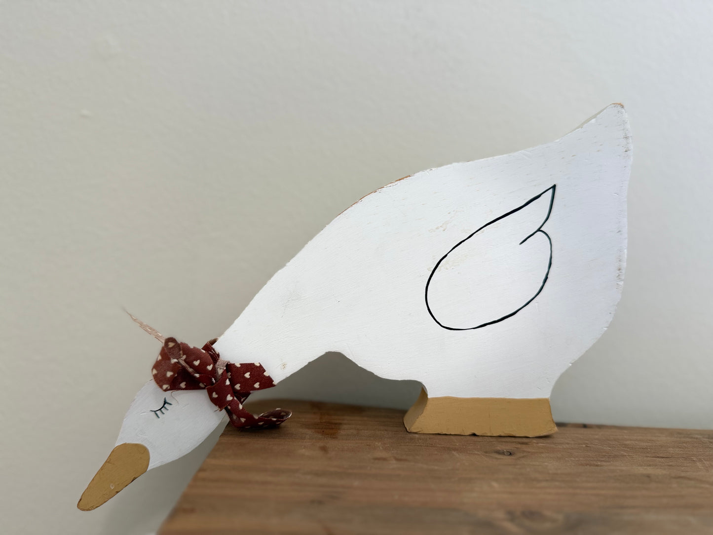 Vintage wood hand painted goose