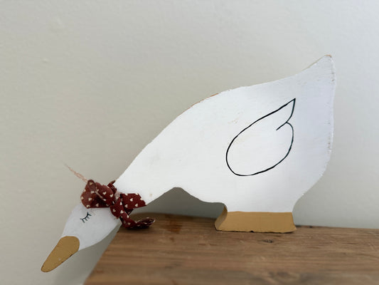 Vintage wood hand painted goose