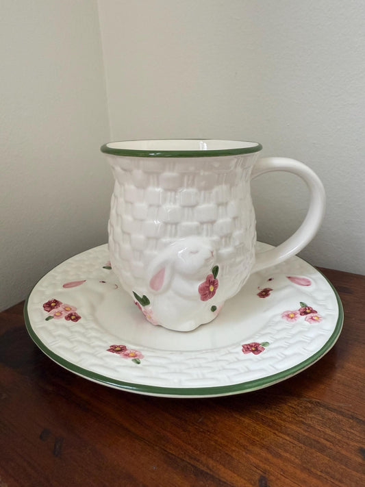 Vintage Avon Bunny Mug and Saucer Set
