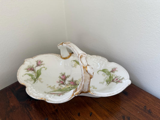Vintage Haviland Limoges porcelain floral divided serving dish